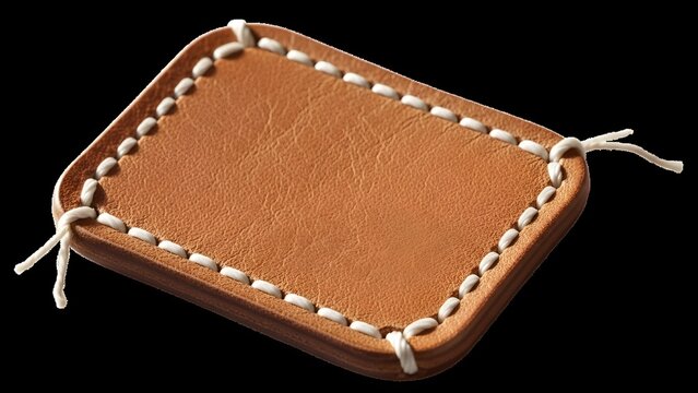 Hand-Stitched Leather Patch Artisanal Craft PNG