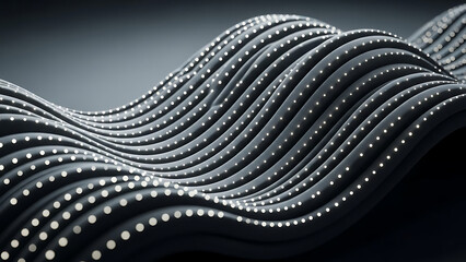 Dynamic wave pattern with glowing white dots on black