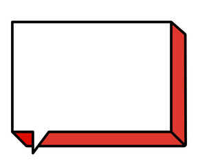立体的でポップな横長の四角い吹き出しイラストアイコン