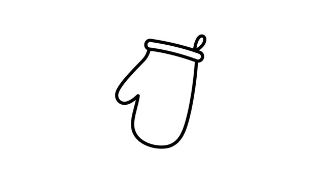 Minimalist black outline mitten icon - vector line art