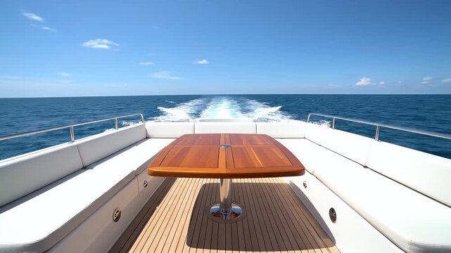 View from the aft deck of a luxury yacht speeding away