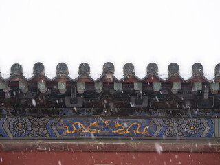 Dai Temple ancient buildings and historical sites in heavy snow