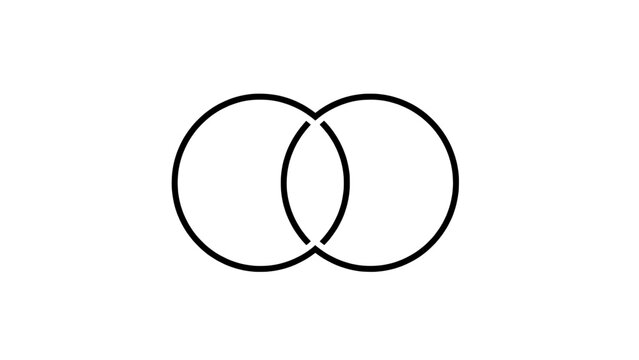 Minimal outline icon of two overlapping circles (Venn diagram)