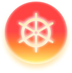 Red gradient ship wheel icon for nautical navigation