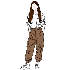 Effortless Style: Woman in White Top and Cargo Pants
​
