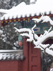 Dai Temple ancient buildings and historical sites in heavy snow