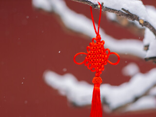 Dai Temple ancient buildings and historical sites in heavy snow