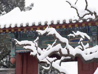 Dai Temple ancient buildings and historical sites in heavy snow