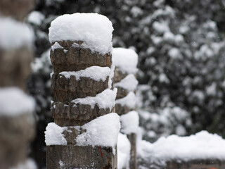 Dai Temple ancient buildings and historical sites in heavy snow