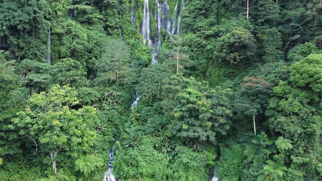 Aerial view of cascading Sinulom Falls in Cagayan de Oro