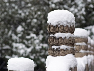 Dai Temple ancient buildings and historical sites in heavy snow