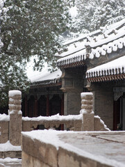 Dai Temple ancient buildings and historical sites in heavy snow