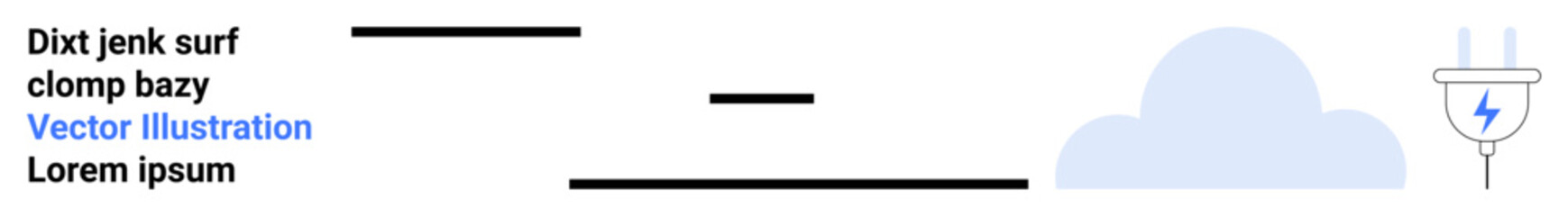 Cloud computing, energy, technology, digital storage, power solutions, minimalistic design. Minimalist cloud shape connected to a plug with an electric symbol. Cloud computing and energy