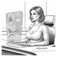 Professional Female and Virtual Robot Interface