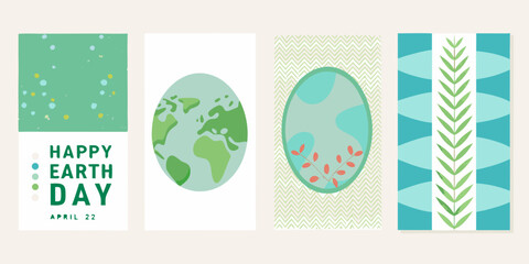 Colorful earth day themed bookmark designs with nature and world illustrations