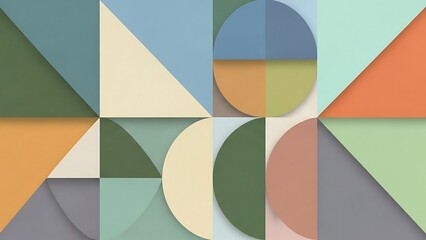 Geometric Shapes Abstract Background in Pastel Colors, Modern Design Elements, Minimalist Art Composition