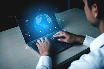 Global AI network showing connection between AI, global, and network elements across the digital world and data infrastructure Vouch