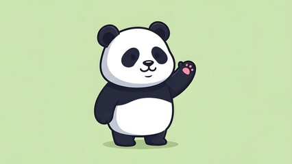 Obraz premium Minimalist and clean illustration of a giant panda bear. Features a friendly expression and rounded shapes, ideal for logos, kids' apparel, and icons.