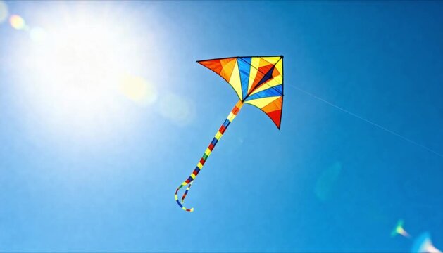 low angle shot of vibrant kite in midday sky perfect for international kite day