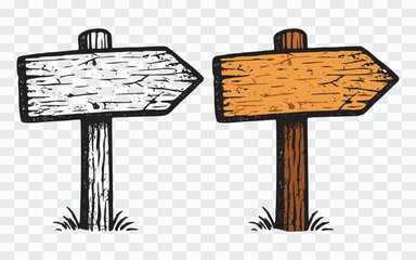 Hand-Drawn Rustic Wooden Directional Arrow Signs