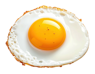 A sunny-side up egg with a bright yellow yolk and crispy white