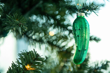 Christmas Pickle Tree Glass Ornament tradition