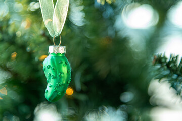 Christmas Pickle Tree Glass Ornament tradition