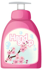 Pink Liquid Hand Soap Bottle with Cherry Blossom Design