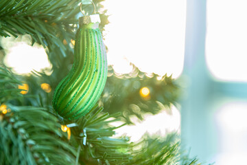 Christmas Pickle Tree Glass Ornament tradition