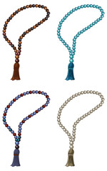 Set of Four Prayer Bead Necklaces with Tassels