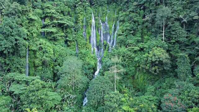 Pristine tropical waterfalls cascading through lush Cagayan de Oro rainforest