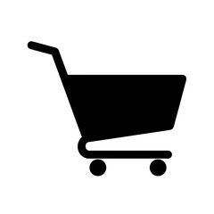 Shopping Cart Trolley Ecommerce Retail Icon Black Silhouette Vector Icon Isolated on White Background for Store Design