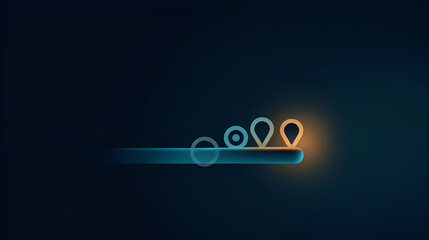 Minimal teal milestone bar with glowing markers on dark navy background