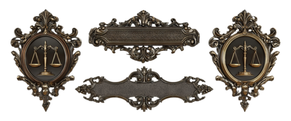 Elegant Ornamental Frames with Scales of Justice and Decorative Relief Design