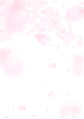 淡くぼやけた幻想的な桜の縦向きイラスト