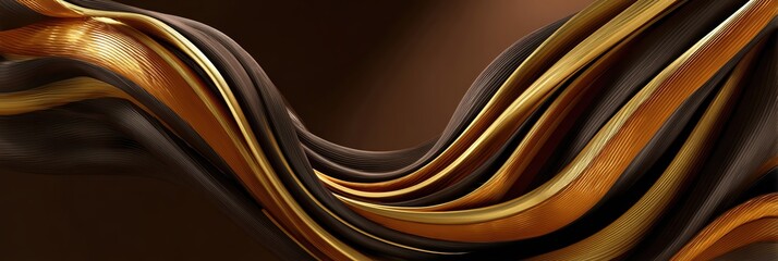 Smooth flowing lines in rich brown and gold tones create an abstract, elegant design, perfect for modern backgrounds.