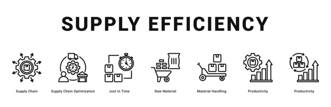 Supply Efficiency Modern and clean web banner illustration featuring thematic icons for visual communication