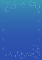 六角形を散りばめたシンプルでかわいいフレーム_ブルーグラデーション