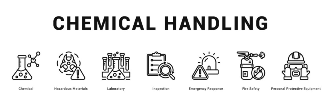 Chemical Handling Modern and clean web banner illustration featuring thematic icons for visual communication