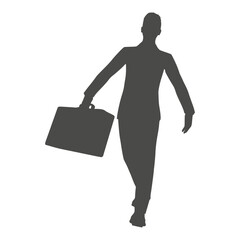 Silhouette of a businessman in a suit, walking with a briefcase. Successful entrepreneur. Career growth, teamwork, business strategy and finance concept.