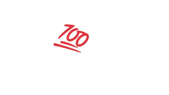 Red one hundred points emoji symbol isolated on a plain white background.
