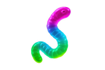 Fototapeta premium Colorful gummy worm candy on transparent background