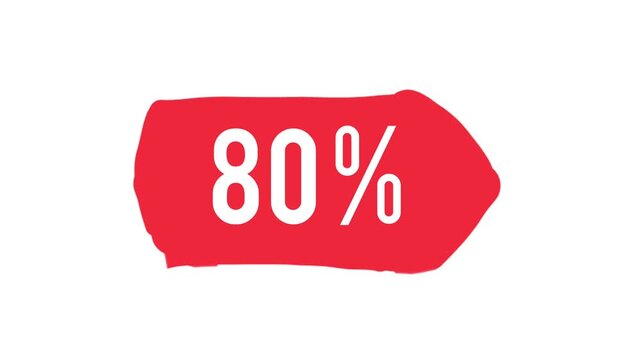 Red tag with 80 percent discount symbol for sales and promotions.