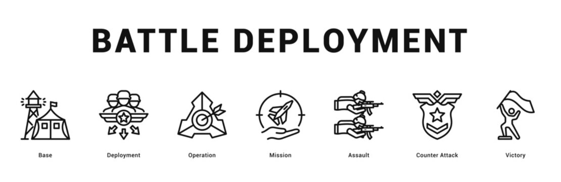 Battle Deployment Modern and clean web banner illustration featuring thematic icons for visual communication