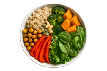 Colorful Vegan Quinoa Bowl Flat Lay