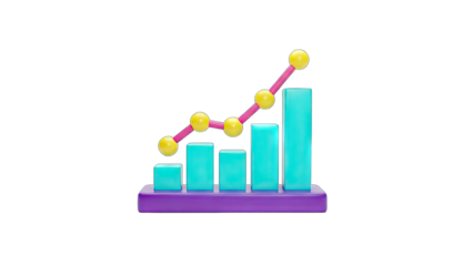 3D Chart Showing Growth and Success on White