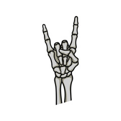 old school rock and roll hand bone skull art vector illustration