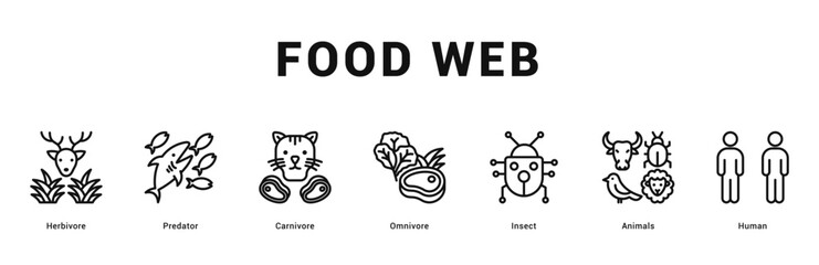 Food Web Modern and clean web banner illustration featuring thematic icons for visual communication