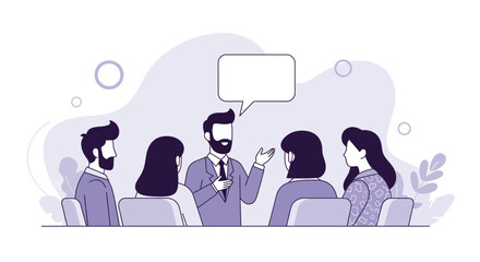 Businessman presenting to colleagues in modern meeting room setting