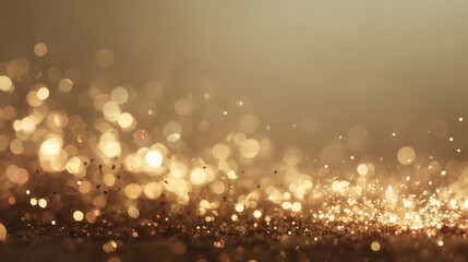 Abstract warm golden bokeh lights background with subtle glitter sparkle ideal for festive design